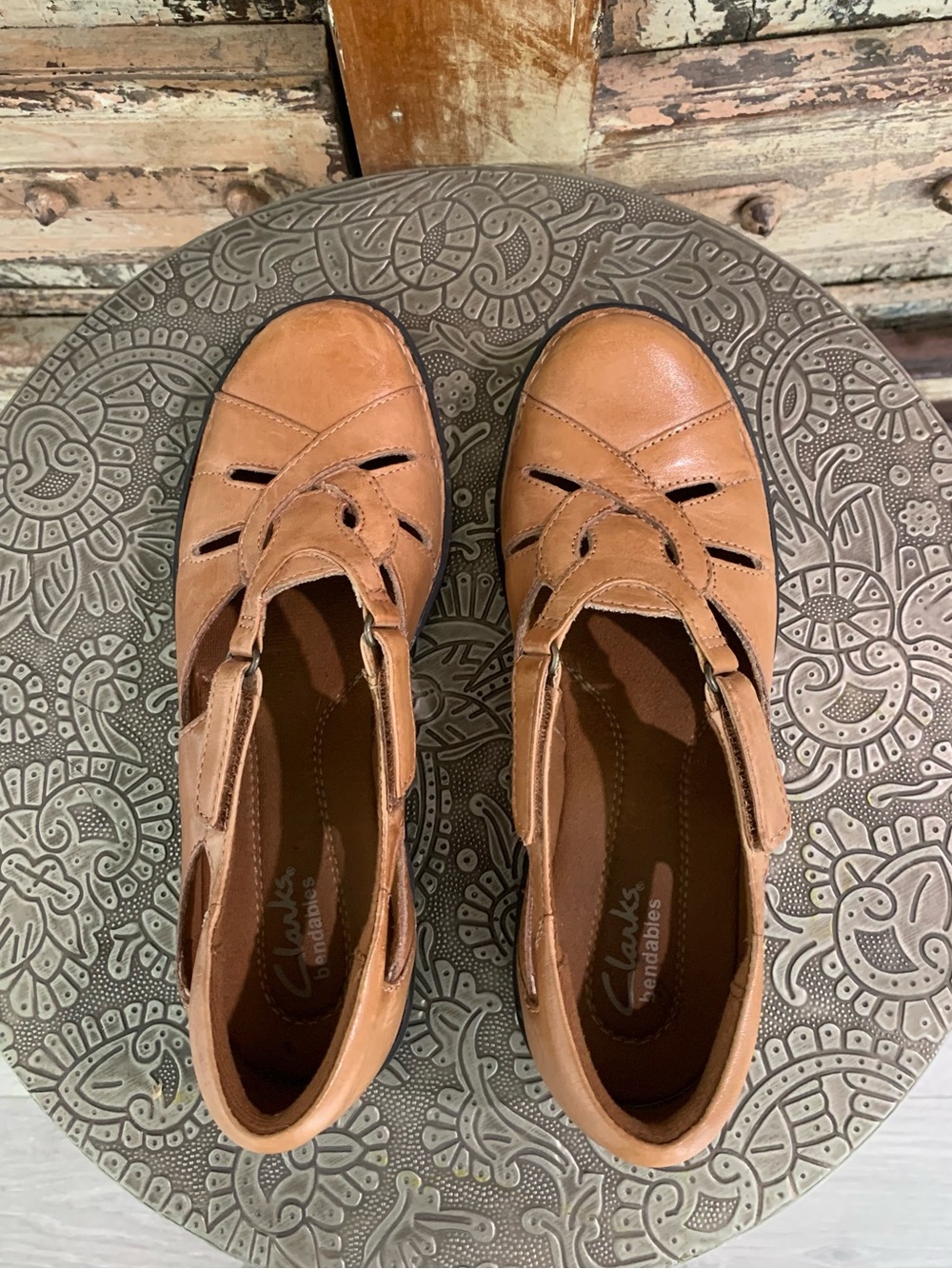 Clarks Nikki Regatta Bendables Tan Brown Leather Closed-Toe Slip-Ons Loafers 7.5 - Picture 6 of 11